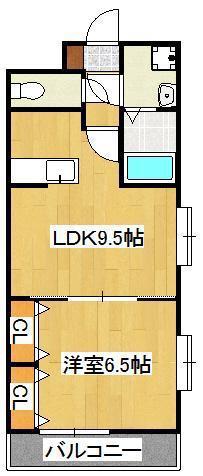 コスモス浅川学園台(1LDK/8階)の間取り写真