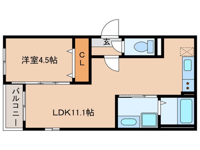 JACK WAKAKUSADORII(1LDK/2階)の間取り写真