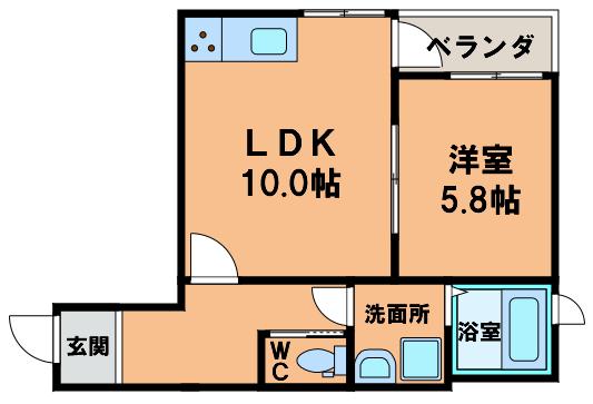 I.RESIDENCE天王寺(1LDK/3階)の間取り写真
