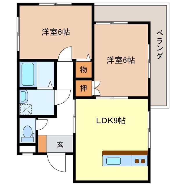 ガーデンクレスト(2LDK/2階)の間取り写真