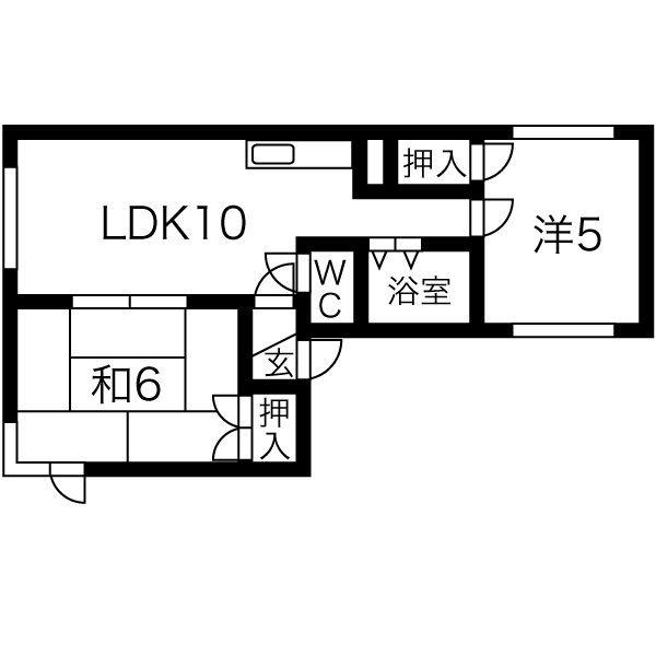 パルコート159(2LDK/5階)の間取り写真