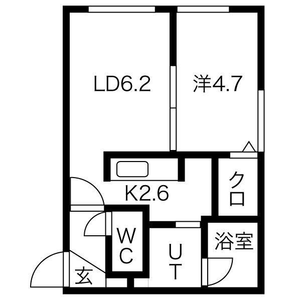マルガレーテン琴似(1LDK/1階)の間取り写真