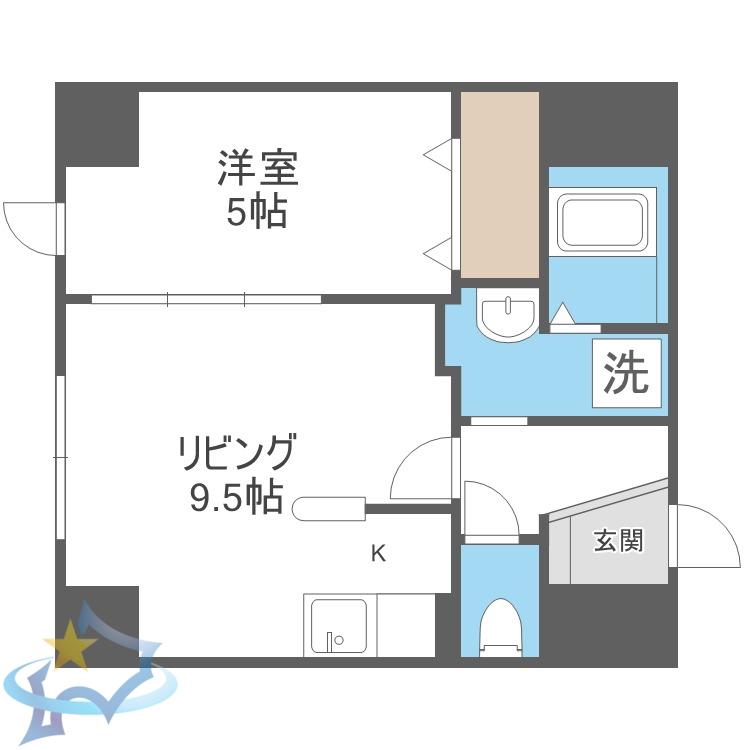 パークヒルズ北円山(1LDK/8階)の間取り写真