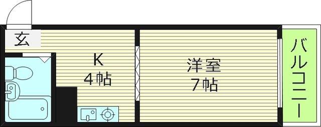 クリスタルコート66(1K/4階)の間取り写真