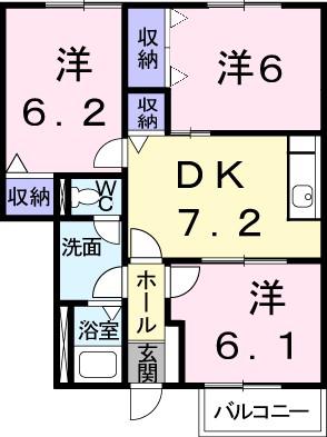 モーニング・グローリー(3DK/1階)の間取り写真