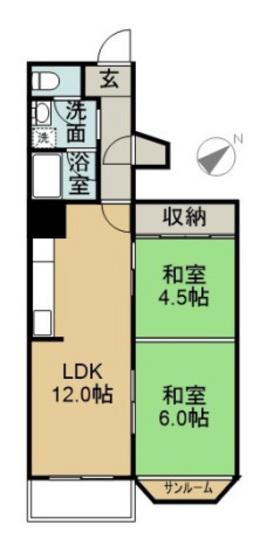 京急西広島マンション(2LDK/4階)の間取り写真