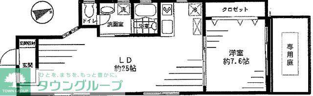 東急東横線 学芸大学駅 徒歩8分 3階建 築18年(1LDK/1階)の間取り写真