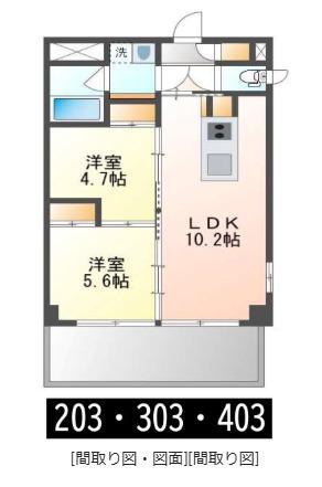 庭園レジデンス西館(2LDK/4階)の間取り写真