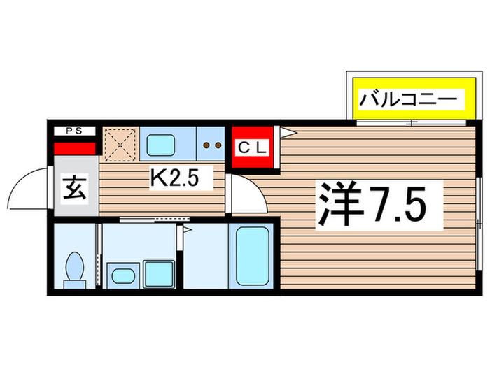 プランドール葛城(1K/1階)の間取り写真