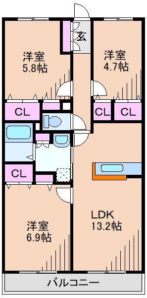 エヴァーグリーン新羽(3LDK/9階)の間取り写真