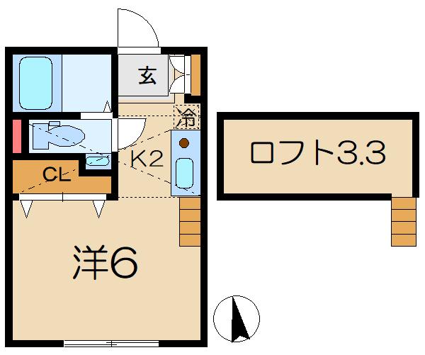 ヴェラハイツ磯子壱番館(1K/2階)の間取り写真