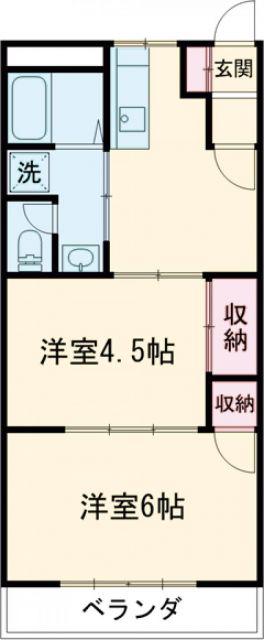 ライフステージ広瀬 京田II(2DK/2階)の間取り写真