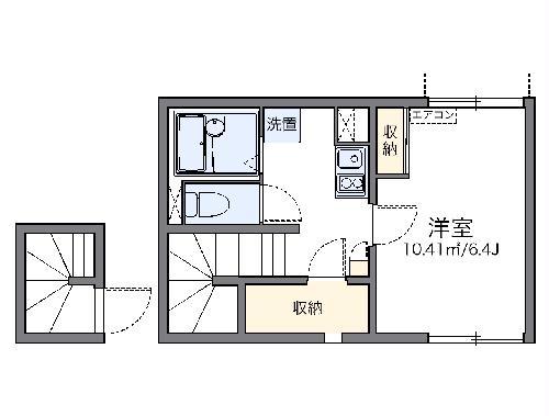 レオネクストレーヴ(1K/2階)の間取り写真