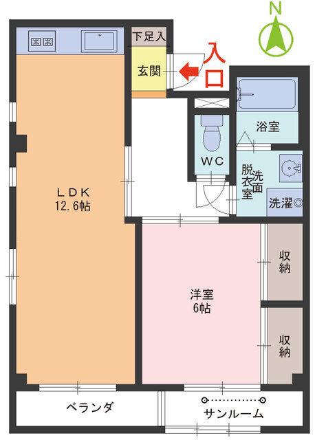 レーベンハイム二の宮(1LDK/3階)の間取り写真