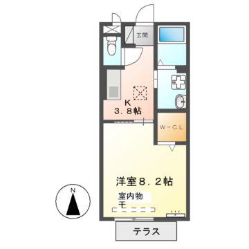 サンウィング(1K/1階)の間取り写真