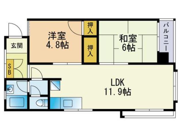 リバース平和(2LDK/3階)の間取り写真