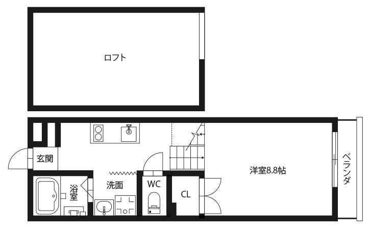 ピース・スクエア住吉B棟(1K/1階)の間取り写真