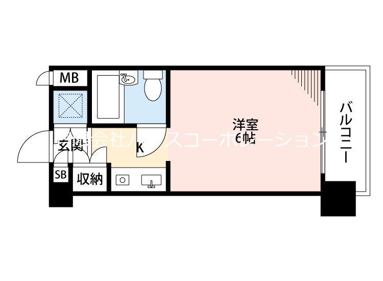 キューブ塚口(ワンルーム/2階)の間取り写真
