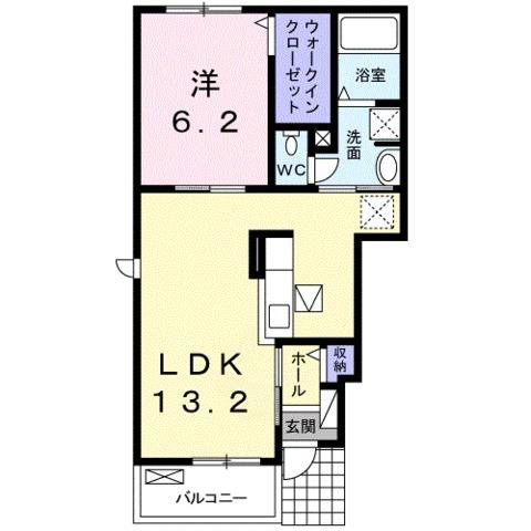 ブリアール白池I(1LDK/1階)の間取り写真