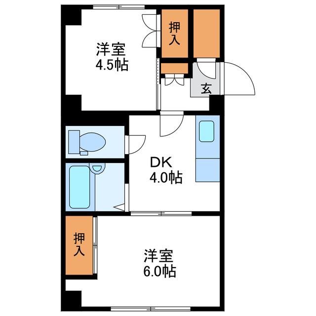 チサンマンション札幌第1(2DK/2階)の間取り写真