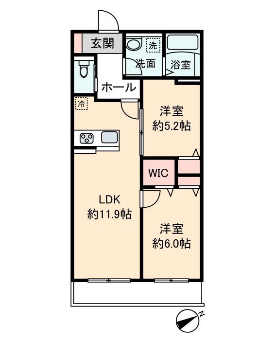 SUN RISE(2LDK/1階)の間取り写真