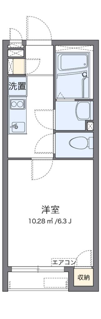 ミランダ曳六(1K/2階)の間取り写真