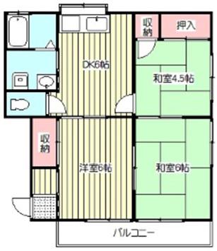 ラフォーレASUKA A棟(3DK/2階)の間取り写真