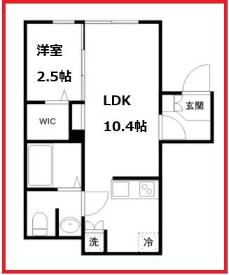 クレイス竹ノ塚(1LDK/1階)の間取り写真
