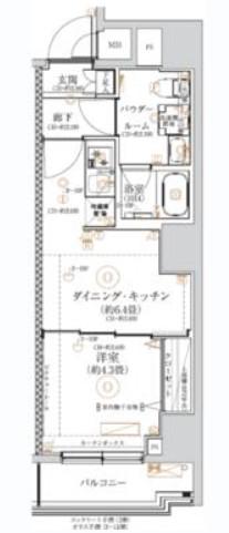ガリシア森下VI(1DK/9階)の間取り写真