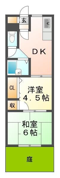 メゾン池上II(2DK/1階)の間取り写真