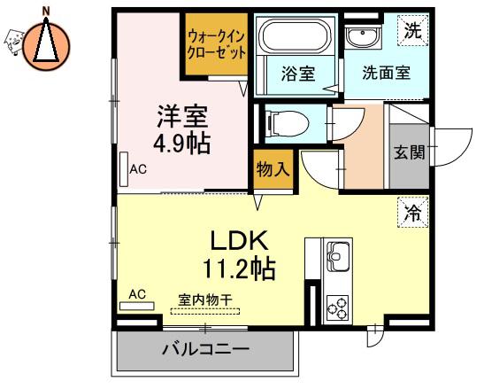 フルール(1LDK/1階)の間取り写真