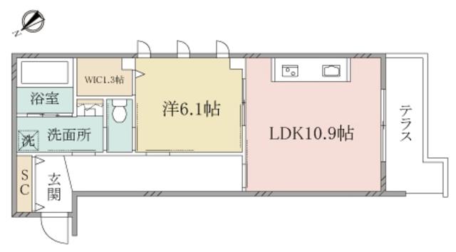 ヘーベルヴィレッジ湘南鵠沼(1LDK/2階)の間取り写真