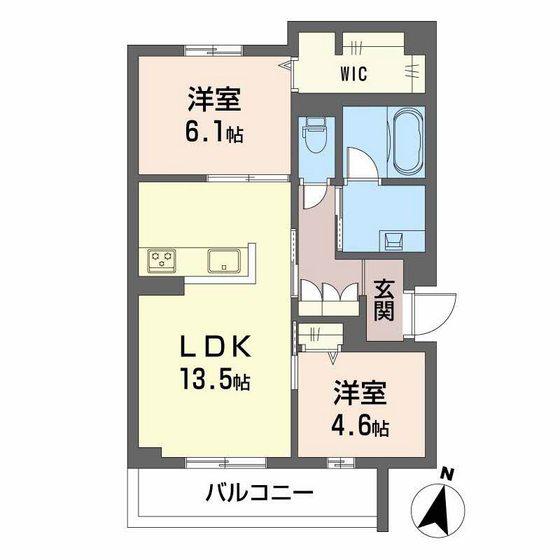 プライムフェルトII(2LDK/2階)の間取り写真