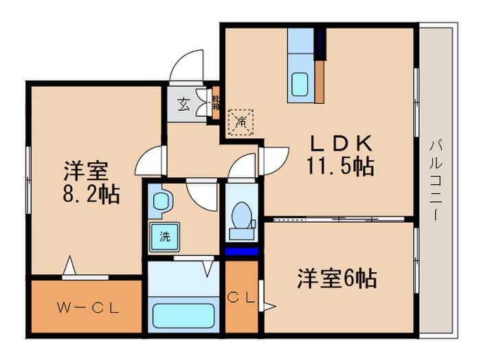 ヴァンサンカン(2LDK/3階)の間取り写真