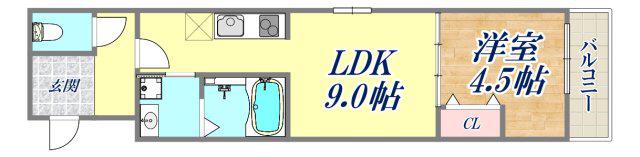 フジパレス西宮西福町Ⅱ番館(1LDK/1階)の間取り写真