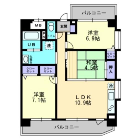 VILLAFELICE(3LDK/4階)の間取り写真