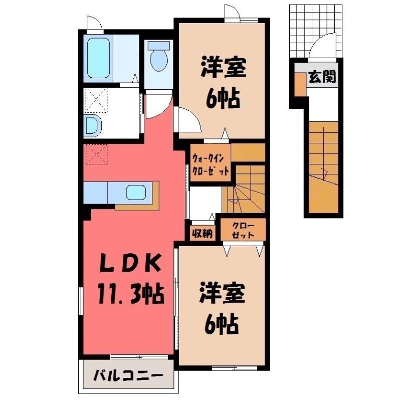 キャッスルウィンA(2LDK/2階)の間取り写真