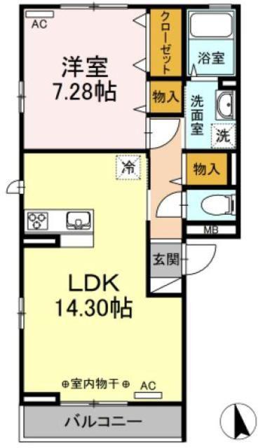 アネモス/ウェントゥス(1LDK/1階)の間取り写真