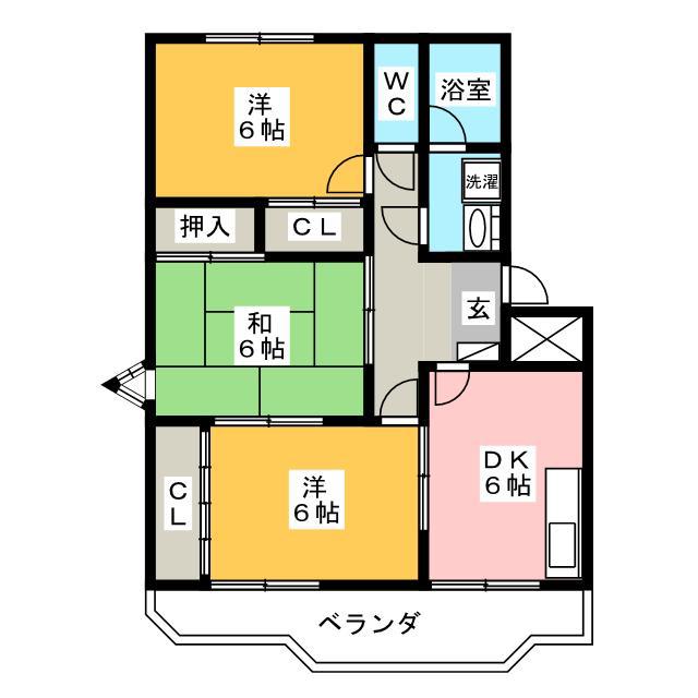 ソフィア II(3DK/2階)の間取り写真