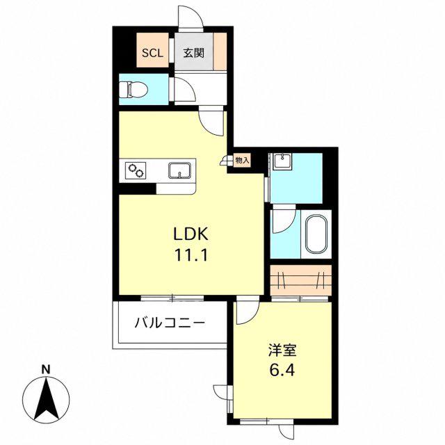 ベステック南塚口 第2(1LDK/2階)の間取り写真