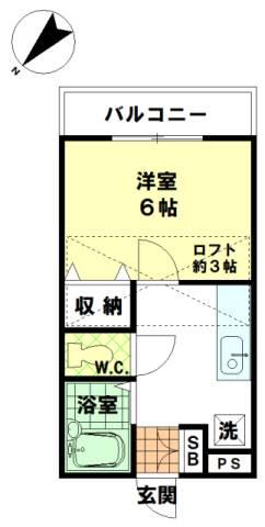 アーバンヒルズ赤塚(1K/1階)の間取り写真