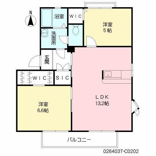 フレグランスイーストC(2LDK/2階)の間取り写真