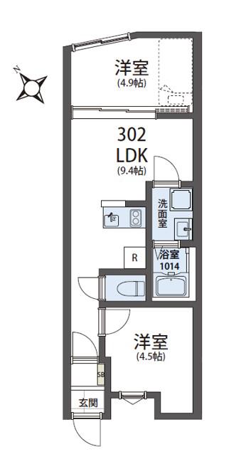 仲手半分THESIESTA東村山BRICKHAUS(2LDK/3階)の間取り写真