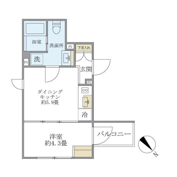 エクサム赤坂(1DK/2階)の間取り写真