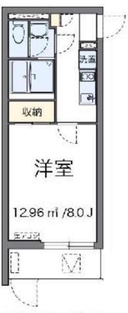 クレイノ帰燕館(1K/2階)の間取り写真