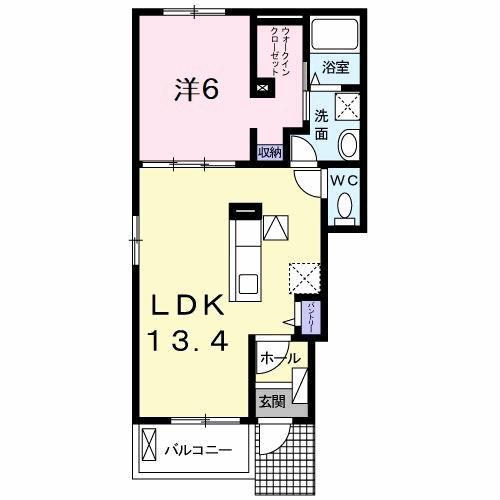アクア・アルテB(1LDK/1階)の間取り写真