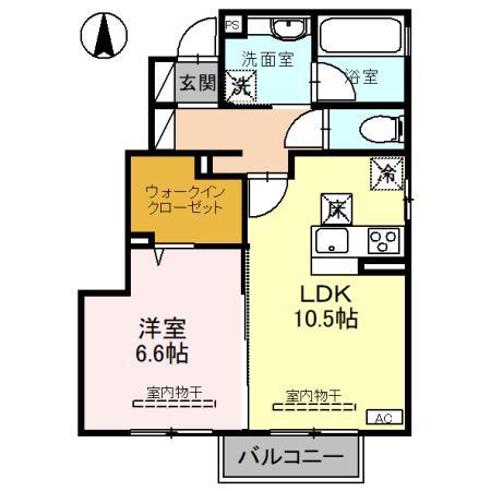 トレジャー・ライト(1LDK/1階)の間取り写真