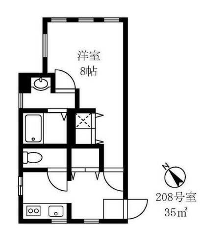 ウィング古屋(1DK/2階)の間取り写真