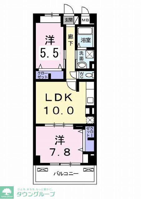 グラン・ルミエール(2LDK/4階)の間取り写真