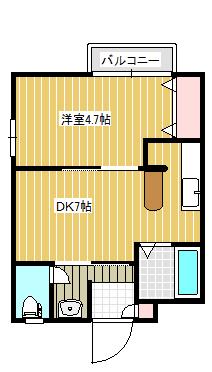 エスポワール出来島(1DK/2階)の間取り写真